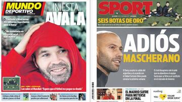 Portadas de los diarios Sport y Mundo Deportivo del día 14 de diciembre de 2017.