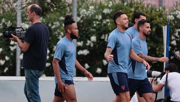 Ejuke y Ocampos, en un entrenamiento.