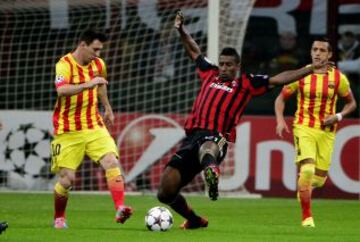 Partido Champions League, grupo H. Milán-Barcelona. Messi y Kevin Constant.