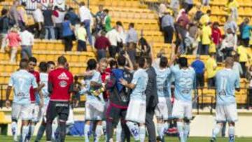 El Celta celebra su victoria en el Madrigal.