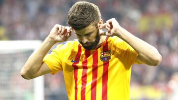 Piqu&eacute;, antes de jugar contra el Atl&eacute;tico.