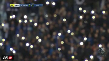 Bastia fans use phones to light pitch after floodlight fail