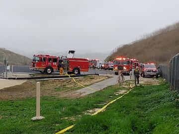 Firefighters at the Calabasas accident site.