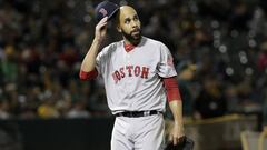 Boston Red Sox pitcher David Price walks off the mound after the sixth inning of a baseball game against the Oakland Athletics in Oakland, Calif., Monday, April 1, 2019. (AP Photo/Jeff Chiu)