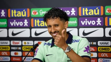 Soccer Football - Brazil Press Conference - Ciudad Deportiva Dani Jarque, Barcelona, Spain - June 15, 2023 Brazil's Marquinhos during the press conference REUTERS/Albert Gea