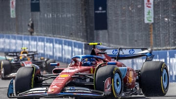 Miami Gardens (United States), 05/05/2024.- Scuderia Ferrari driver Carlos Sainz Jr. of Spain in action during the Formula 1 Miami Grand Prix, at the Miami International Autodrome in Miami Gardens, Florida, USA, 05 May 2024. (Fórmula Uno, España, Roma) EFE/EPA/CRISTOBAL HERRERA-ULASHKEVICH
