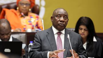 South African President Cyril Ramaphosa replies to questions in parliament, regarding the electricity crisis, in Cape Town, South Africa, May 11, 2023. REUTERS/Esa Alexander