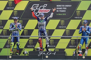 Jorge Lorenzo es el piloto que más victorias ha conseguido en la categoría reina en el Gran Premio de Francia, con un total de cinco en 2009, 2010, 2012, 2015 y 2016, y en 250cc en 2007.