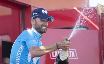 El ciclista español Alejandro Valverde en el podio.