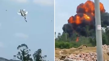 La impactante imagen de un caza chino estrellándose durante un entrenamiento militar
