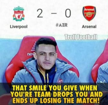 Los memes que se burlan de Arsenal y la suplencia de Alexis