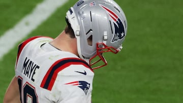 Football - NFL - Super Bowl LX - New England Patriots v Seattle Seahawks - Levi's Stadium, Santa Clara, California, United States - February 8, 2026 New England Patriots' Drake Maye reacts REUTERS/Carlos Barria