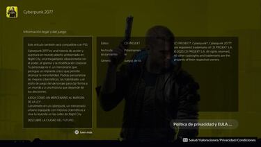 Cyberpunk 2077 reaparece en PS Store con fecha "próximamente"