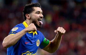 Henry Martin of America celebrates after scoring a goal during the Mexican Clausura tournament football match between Atlas and America at Jalisco Stadium, in Guadalajara, Jalisco State, Mexico, on March 2, 2024. (Photo by Ulises RUIZ / AFP)