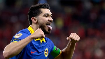 Henry Martin of America celebrates after scoring a goal during the Mexican Clausura tournament football match between Atlas and America at Jalisco Stadium, in Guadalajara, Jalisco State, Mexico, on March 2, 2024. (Photo by Ulises RUIZ / AFP)