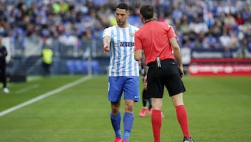 Tete Morente, durante un partido en La Rosaleda.