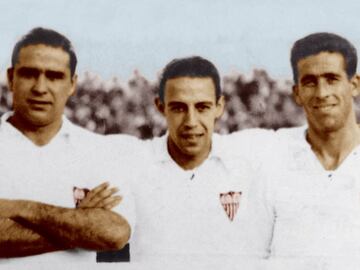 El 13 de octubre de 1940 el Valencia recibió una de las goleadas más abultadas de su historia. El Sevilla le hizo un 10-3 con goles de López (4), Campanal (3), Torrontegui (2) y Ricardo (1). Por el Valencia marcaron Asensi (2) y Mundo. En la foto" los stuka" del Sevilla, la delantera formada por López, Torrontegui, Campanal, Raimundo y Berrocal.