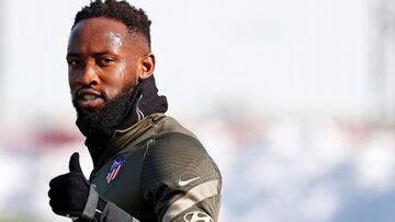El delantero francés Moussa Dembélé durante su primer entrenamiento como jugador del Atlético de Madrid