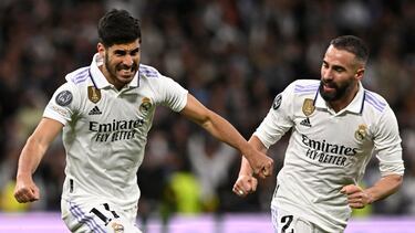 2-0. Marco Asensio celebra el segundo tanto que marca en en el minuto 73 de partido.