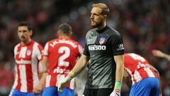 Oblak, Gim&eacute;nez y Savic en el partido contra el Real Madrid.