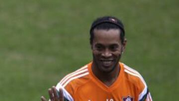 Ronaldinho, en su primer entrenamiento con el Fluminense.