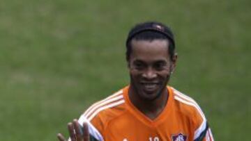 Ronaldinho, en su primer entrenamiento con el Fluminense.