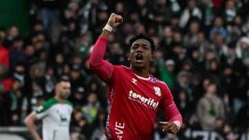 Anthony Landázuri, tras marcar ante el Racing.