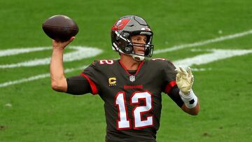 TAMPA, FLORIDA - JANUARY 03: Tom Brady #12 of the Tampa Bay Buccaneers passes during a game against the Atlanta Falcons at Raymond James Stadium on January 03, 2021 in Tampa, Florida.   Mike Ehrmann/Getty Images/AFP
 == FOR NEWSPAPERS, INTERNET, TELCOS &a