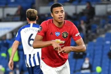 Mason Greenwood celebrando su gol ante el Brighton.