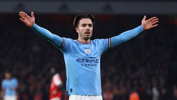 Jack Grealish, jugador del Manchester City, celebra su gol contra el Arsenal.