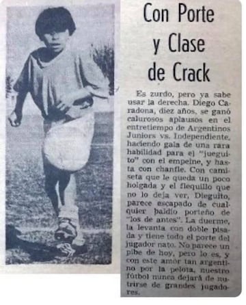 Extracto de un análisis que se le realizó a Diego Maradona, cuando aún era un juvenil.