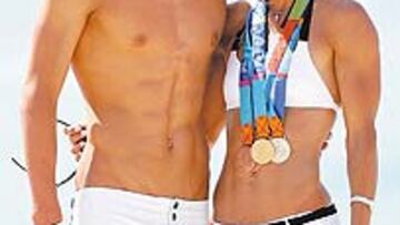 Los nadadores Michael Phelps e Inge de Bruijn.