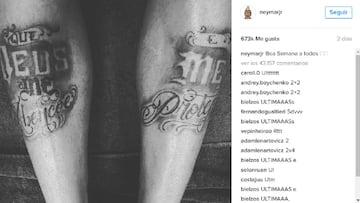 Los tatuajes de las piernas de Neymar en Instagram.