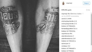 Los tatuajes de las piernas de Neymar en Instagram.