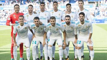Once inicial del Real Madrid contra el Alavés: Keylor Navas, Sergio Ramos, Casemiro, Varane, Asensio, Cristiano Ronaldo; Lucas Vázquez, Dani Ceballos, Nacho, Carvajal e Isco.