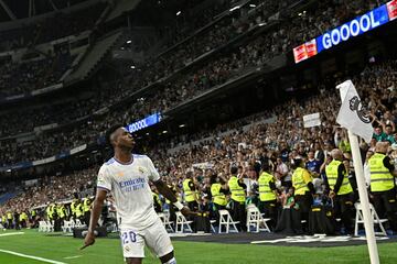 6-0. Vinicius celebra el sexto gol y su primer  hat-trick.