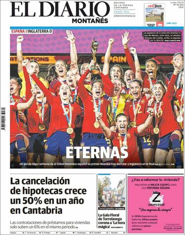 La prensa española, orgullosa de sus campeonas del mundo