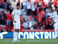 Soccer Football - LaLiga - RCD Mallorca v Real Madrid - Estadi Mallorca Son Moix, Palma de Mallorca, Spain - April 4, 2026 Real Madrid's Jude Bellingham looks dejected after RCD Mallorca's Vedat Muriqi scores their second goal REUTERS/Nacho Doce