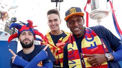 Así celebró Yerry Mina su primer doblete con el Barcelona