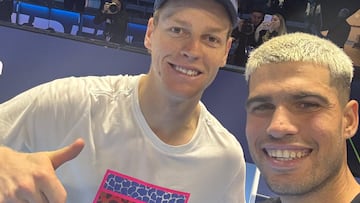 El selfie de Jannik Sinner y Carlos Alcaraz tras compartir un entrenamiento antes de las ATP Finals.