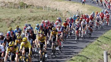 Imagen del pelot&oacute;n durante la decimotercera etapa del Tour de Francia entre Ch&acirc;tel-Guyon y Puy Mary,