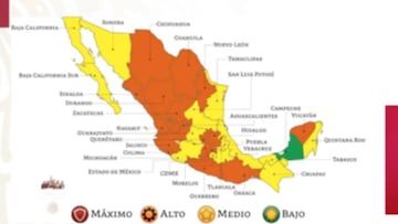 Mapa del sem&aacute;foro epidemiol&oacute;gico en M&eacute;xico del 12 al 18 de octubre