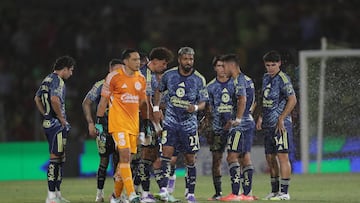 Rodolfo Cota, Rodrigo Aguirre, Sebastian Caceres Players of America during the 1st round match between FC Juarez and America as part of the Liga BBVA MX, Torneo Apertura 2025 at Olimpico Benito Juarez Stadium, on July 11, 2025 in Ciudad Juarez, Chihuahua, Mexico