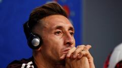 Soccer Football - World Cup - Mexico Press Conference - Samara Arena, Samara, Russia - July 1, 2018   Mexico&#039;s Hector Herrera during the press conference    REUTERS/David Gray