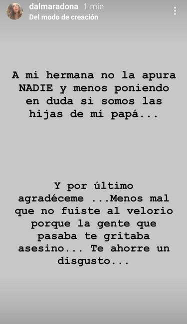 El duro mensaje de Dalma Maradona y a Matías Morla