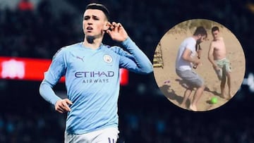 Pillan al jugador del City, Phil Foden, jugando en la playa sin mantener la seguridad