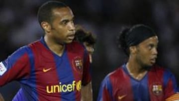 <b>BUENOS RESULTADOS.</b> Henry y Ronaldinho parecen congeniar en sus primeros partidos juntos.