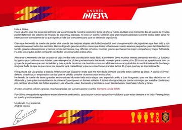 Carta de Andrés Iniesta.