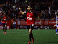 Kevin Castaneda celebrates his goal 1-0 of Tigres during the 13th round match between Tijuana and Tigres UANL as part of the Liga BBVA MX Varonil, Torneo Clausura 2026 at Caliente Stadium, on April 03, 2026 in Tijuana, Baja California, Mexico.