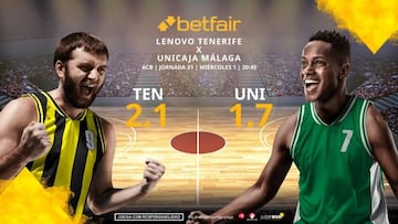 Lenovo Tenerife vs. Unicaja Málaga: horario, TV, estadísticas, clasificación y pronósticos